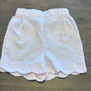 Bella Bliss Pale Pink Scalloped with Green Heart Pockets Cotton Shorts